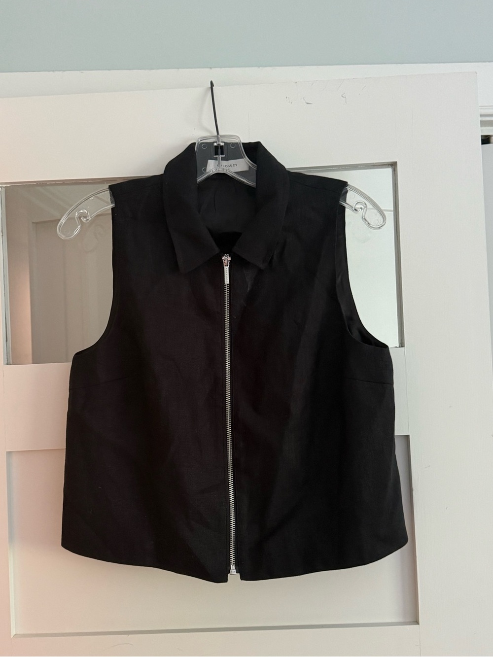 Nude Lucy Black Sleeveless Zip-Up Collar Vest
